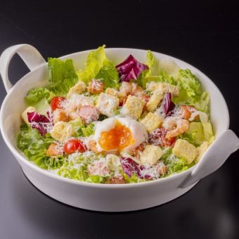 Caesar salad with soft-boiled egg