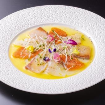Colorful seafood carpaccio