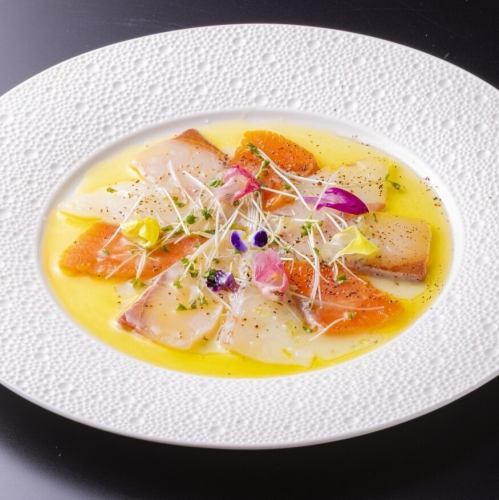 Colorful seafood carpaccio