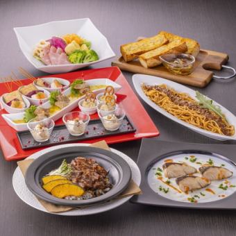 前菜からインパクト抜群の内容!愛知みかわ豚がメイン【くつろぎコース】2時間飲み放題付6000円