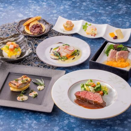 【单人份】享用绢姬鲑鱼、爱知鸭和知多牛肉【高级套餐】8000日元,2小时畅饮