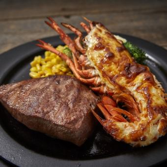 Golden grilled lobster & American steak