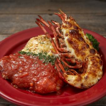 Golden Grilled Lobster & Chicken Milanese