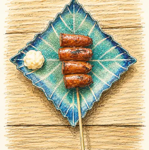 Island chili pepper chorizo skewers