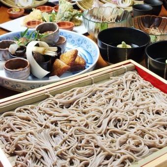 Recommended!! [All-you-can-drink included] Total of 9 dishes including the famous plate soba!! Santoichi Japanese Soba Course 4500 yen (tax included)!!
