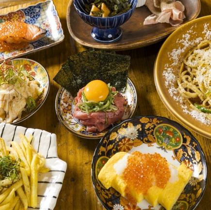 【2H飲み放題】生マグロユッケや選べるパスタが味わえる「定番コース」【全7品】