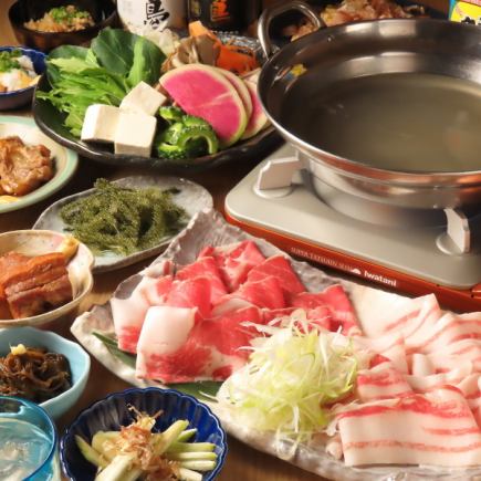 [AGU-Shabu-Shabu Course] 12 dishes including Agu pork shabu-shabu, 180 minutes of all-you-can-drink, 7,000 yen