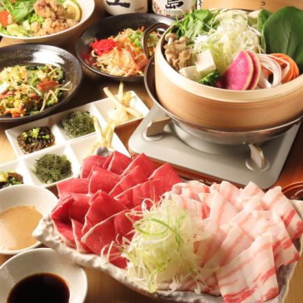 [AGU-Basket Steamed Course] 12 dishes including AGU-Basket Steamed Pork, 120 minutes of all-you-can-drink, 6,000 yen