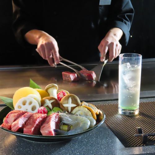 Enjoy seasonal teppanyaki