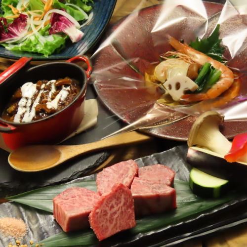 【おすすめ】3種鉄板焼きサイコロステーキ＆ハンバーグ＆魚介