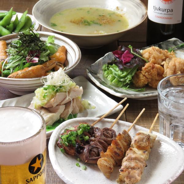 ◆10-item simple yakitori course (90 minutes with all-you-can-drink) 3,500 yen ◆The addictive spices, Mao Zedong chicken and 4 types of yakitori, etc.