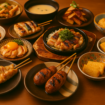 新年派對的完美選擇！ 【人氣烤雞串套餐】◆ 14道菜，5000日圓（含稅），暢飲