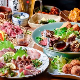 A satisfying New Year's party [Hinata Luxury Premium Course] 5 types of sashimi, 2 types of horse sashimi, and meat platter (2 hours all-you-can-drink included) 9 dishes \5000