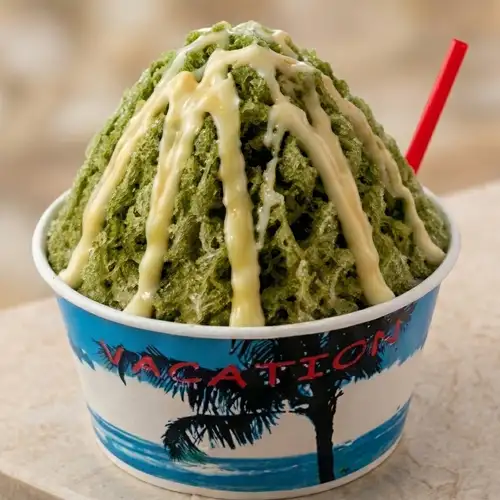 ふわふわ　かき氷　抹茶味