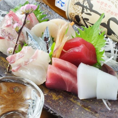 3 types of fresh sashimi → 5 types