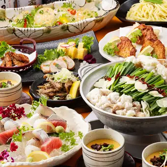 【りんどう】刺身5種盛り・もつ鍋・せせり炭火焼きを堪能《2時間飲み放題付》