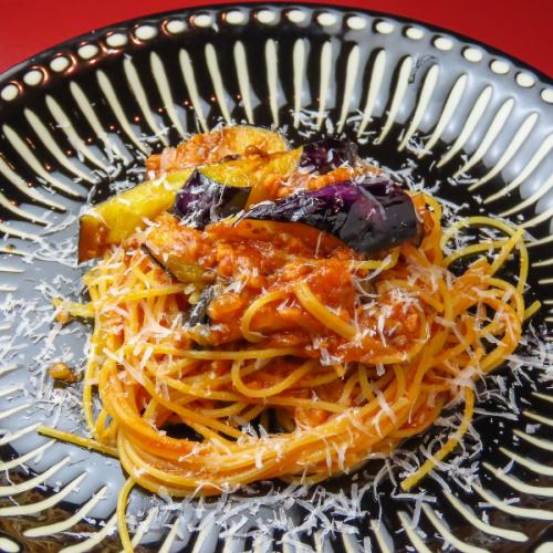 ナスのトマトミートパスタ