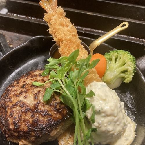≪当店人気☆和牛コンビ海老フライ税込1628円から≫欲張りランチはこれで決まり！ジューシーハンバーグを