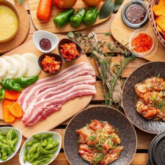 [Korean course] All-you-can-drink alcohol and soft drinks + BBQ set per person / 4,895 yen (tax included)