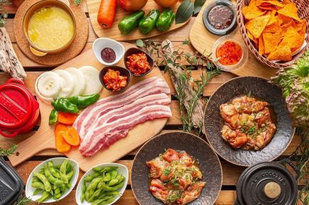 [Korean course] All-you-can-drink alcohol and soft drinks + BBQ set per person / 4,895 yen (tax included)