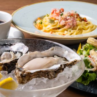 【ランチショートコース】 名物生雲丹プリン・生牡蠣・パスタな等全5品 3300円