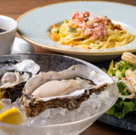 【ランチショートコース】 名物生雲丹プリン・生牡蠣・パスタな等全5品 3300円