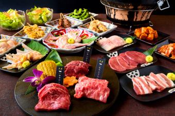 [All-you-can-eat beef tongue and Wagyu beef ribs!] Yakiniku-Take-Course