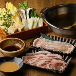 Shabu-shabu (pork belly, pork loin, chicken, vegetables)