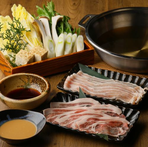 Shabu-shabu (pork belly, pork loin, chicken, vegetables)