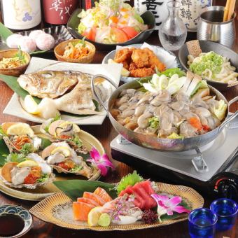 2h飲み放牡蠣鍋かしゃぶしゃぶ【忘年会・新年会に◎】生ビール付OK♪牡蠣鍋痛風コース12品5500円