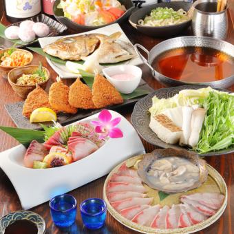 2h飲み放題寒ブリと牡蠣しゃぶしゃぶ【忘年会・新年会に◎】寒ブリ牡蠣しゃぶしゃぶコース6500円