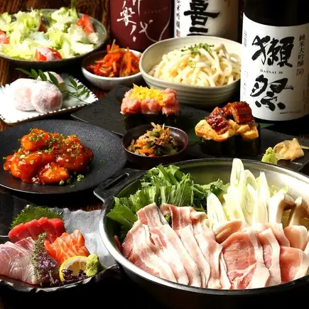 2h飲み放題、国産しゃぶしゃぶ+のっけ寿司【忘年会◎】生ビール変更OK♪寿司しゃぶしゃぶコース