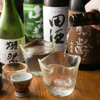 [6,000 yen course with all-you-can-drink of 10 or more types of local sake] 2 hours of all-you-can-drink included♪ If you like Japanese sake, how about this?