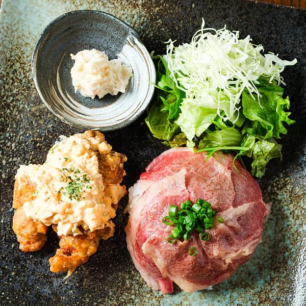 【ランチ】和牛の炙り＆チキン南蛮のプレート定食