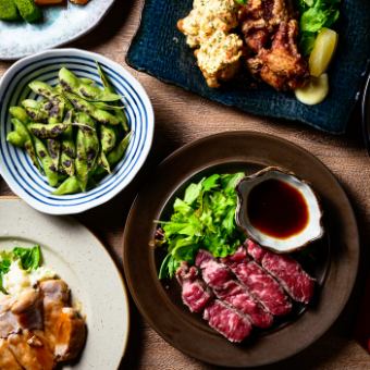 特別な時にも♪ワラカド税込5000円コース2H飲放付☆ 牛&豚ステーキ盛合!8名様以上で幹事無料