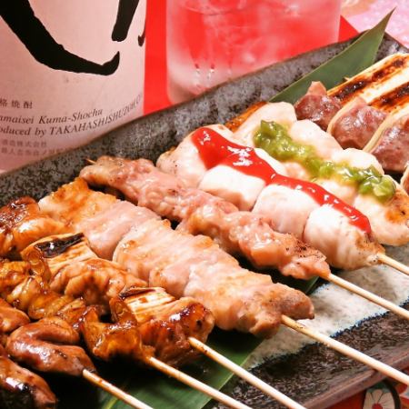 Satisfying and filling! Charcoal grilled yakitori platter & all-you-can-eat motsunabe course!! (120 minutes of all-you-can-drink included) → 6,000 yen