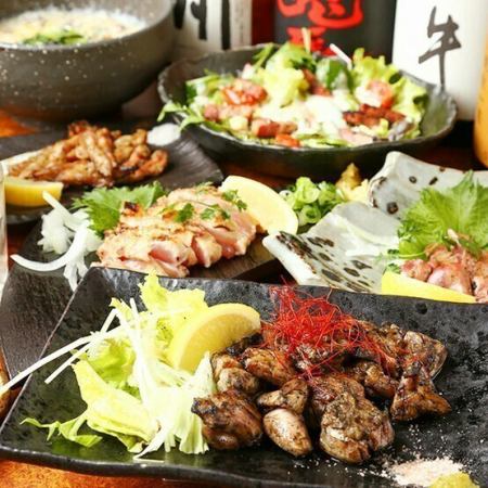 『恵-めぐみ-コース』 地鶏の柚子胡椒焼きや刺身含9品 3時間飲み放題付 5500円⇒4500円