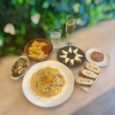 【予約必須5500円】乾杯スパークリング・ワイン＋120分飲み放題（L.O15分前）＋選べる6品！