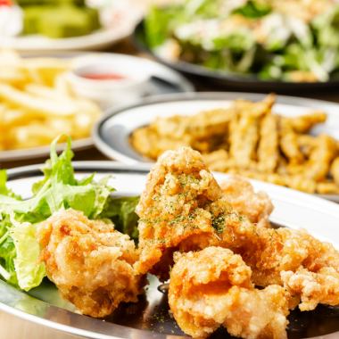 刮目！旨味たっぷり若鶏の唐揚げ,サラダ,海苔天ガーリック等◆おつまみコース3499円⇒