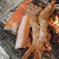 刺身海老藁焼き