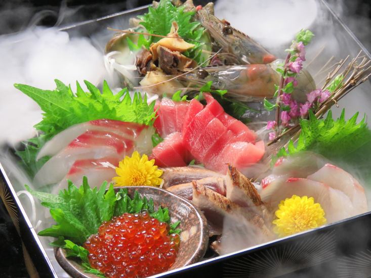 열고 깜짝! 해물 옥수수 상자! 해물 사용 숯불 요리도 있습니다!