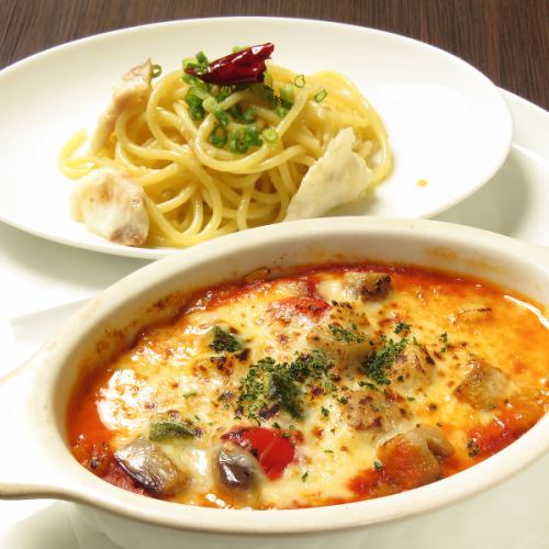 ハーフパスタ＆ハーフドリア　ドリンク付