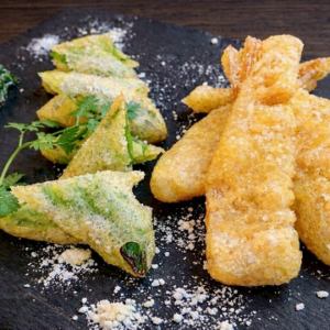 筍とスナップえんどうのフリット