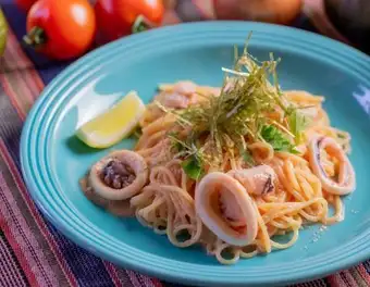 真イカとタコの 明太子orたらこ スパゲッティ
