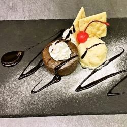 Fondant chocolate with vanilla ice cream