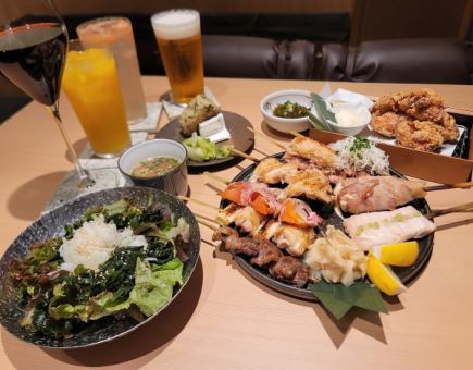 贅沢串焼きコース(全14品)【2h飲み放題付】ボリューム満点で串焼き好きな方にお勧めコース。