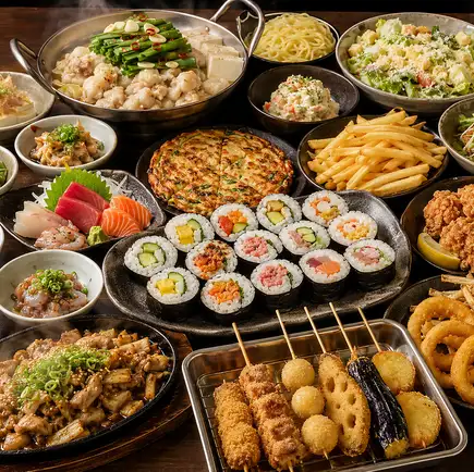 【日～木、祝限定】無制限食べ飲み放題で名物串カツやアテ巻き海鮮メニューが5000円→4500円♪