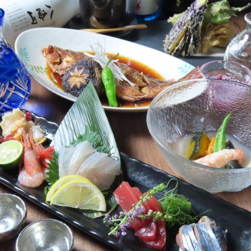 旬の食材を使用したお料理と地酒