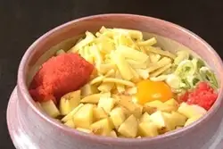 Potato, mentaiko, and cheese bake