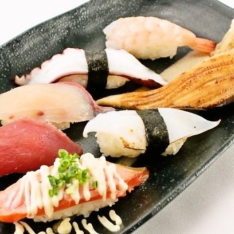 以從長濱採購的食材為中心，精心挑選7種壽司的組合！